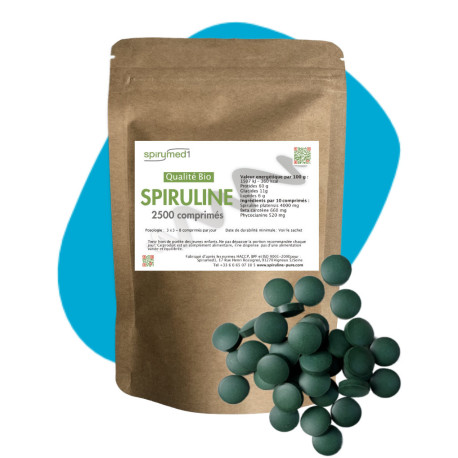 Spiruline bio - 2500 comprimés de spiruline pure qualité bio